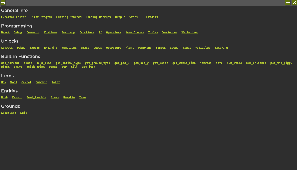 In-game Docs